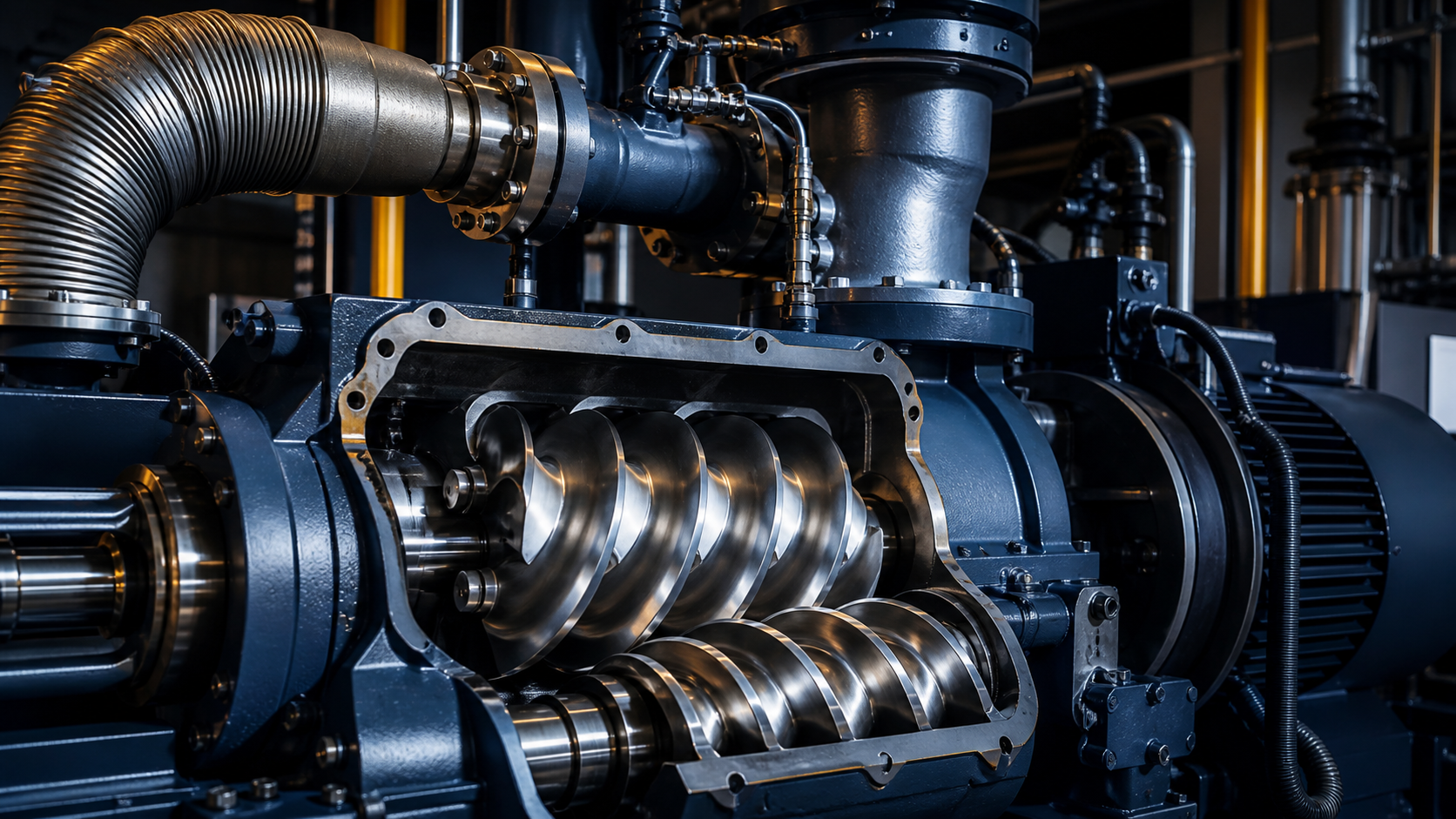 Industrial rotary screw compressor assembly