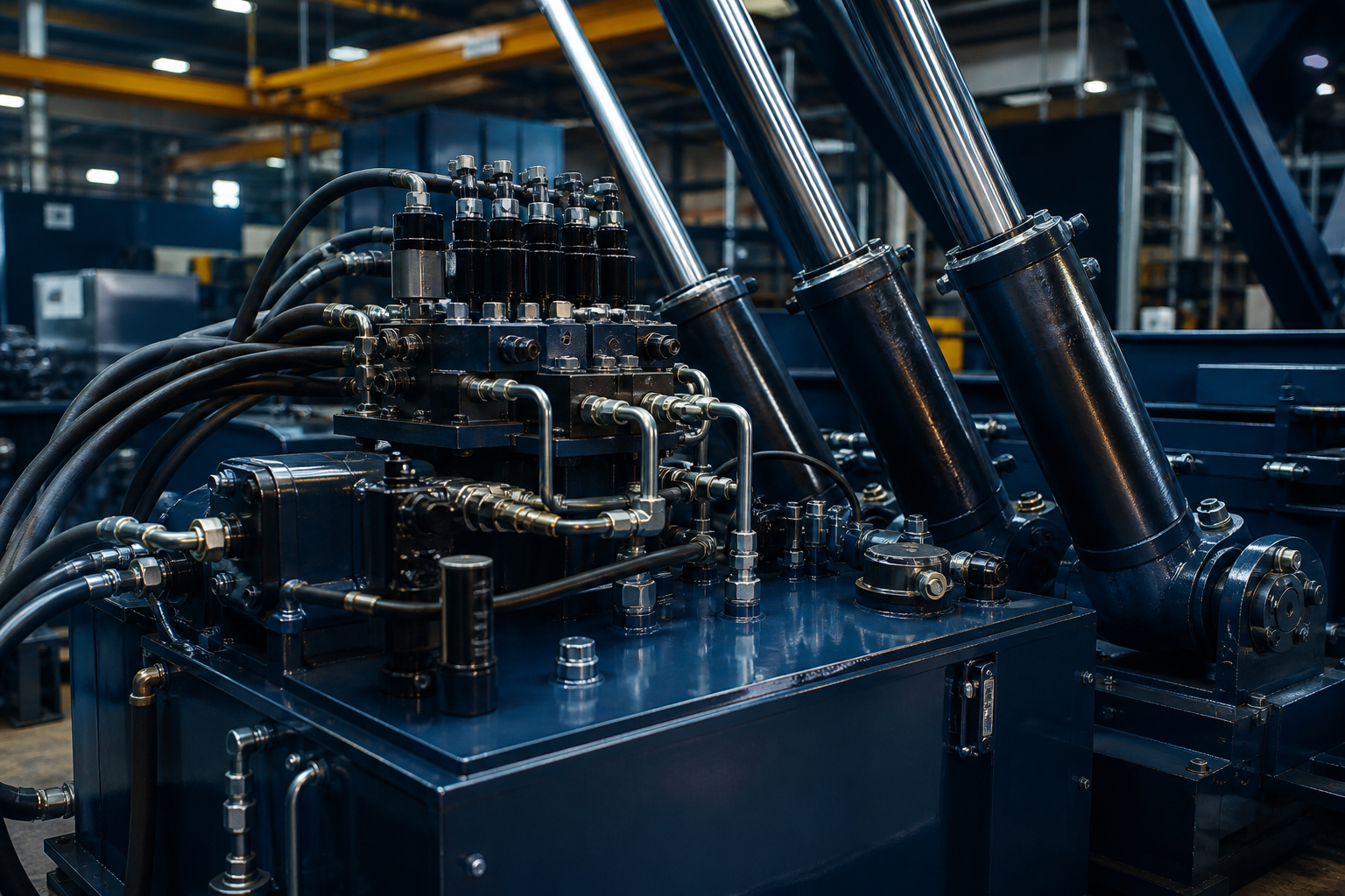 Industrial hydraulic power unit and cylinders