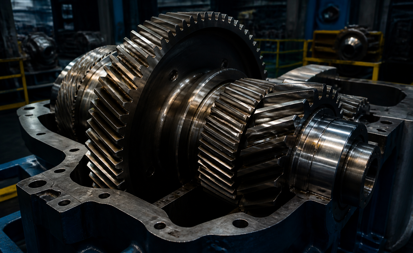 Heavy-duty industrial helical gear assembly